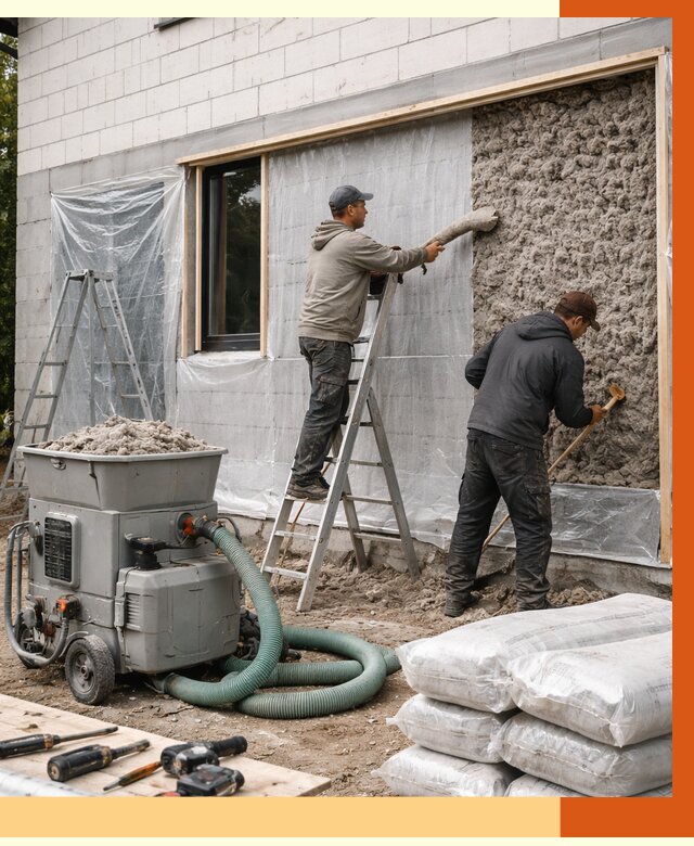 Утепление дома из газобетона эковатой в Пугачёве от 4572 руб./м2 | ТепломастерПгч